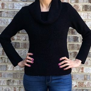 Black cozy cowl neck sweater structured stretch